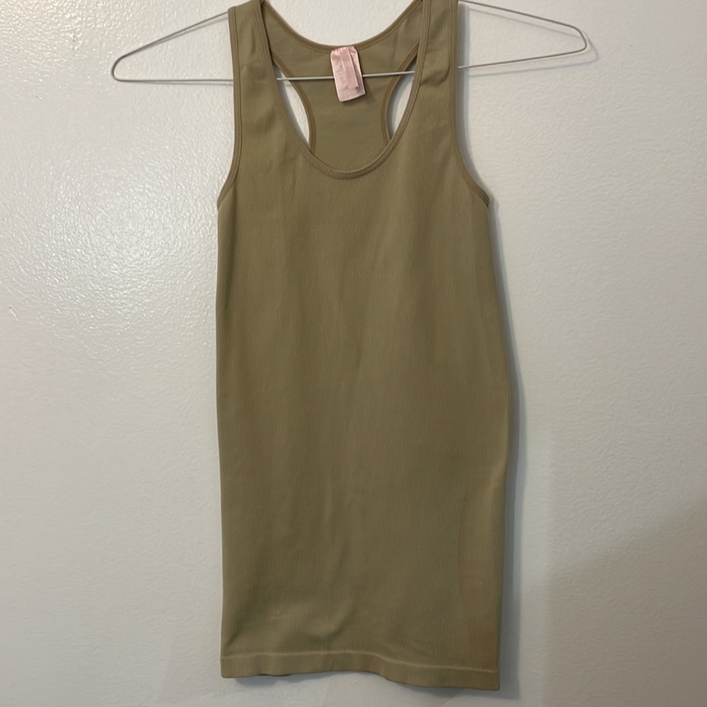 Tanco cream color size one muscle tank top shirt Racerback